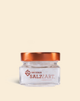 Hand-made gourmet finishing salt from ancient natural crystal rock salt brine. glass jar